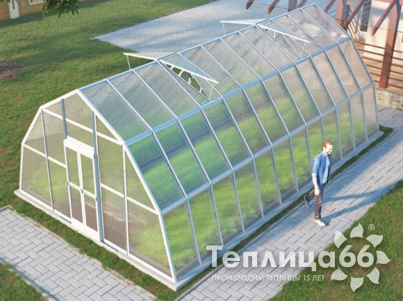 Теплица Рада Иткуль из поликарбоната, 4,5х8 метров, белая